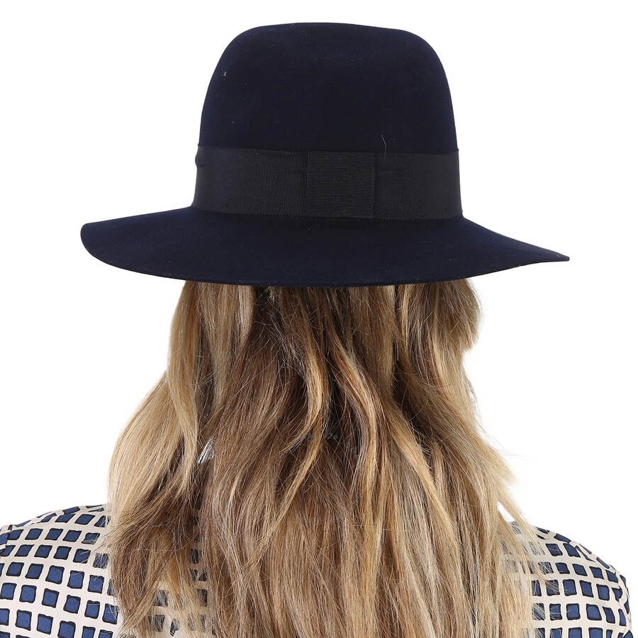 Maison Michel Ladies Navy Henrietta Wool Felt Fedora Hat - 3