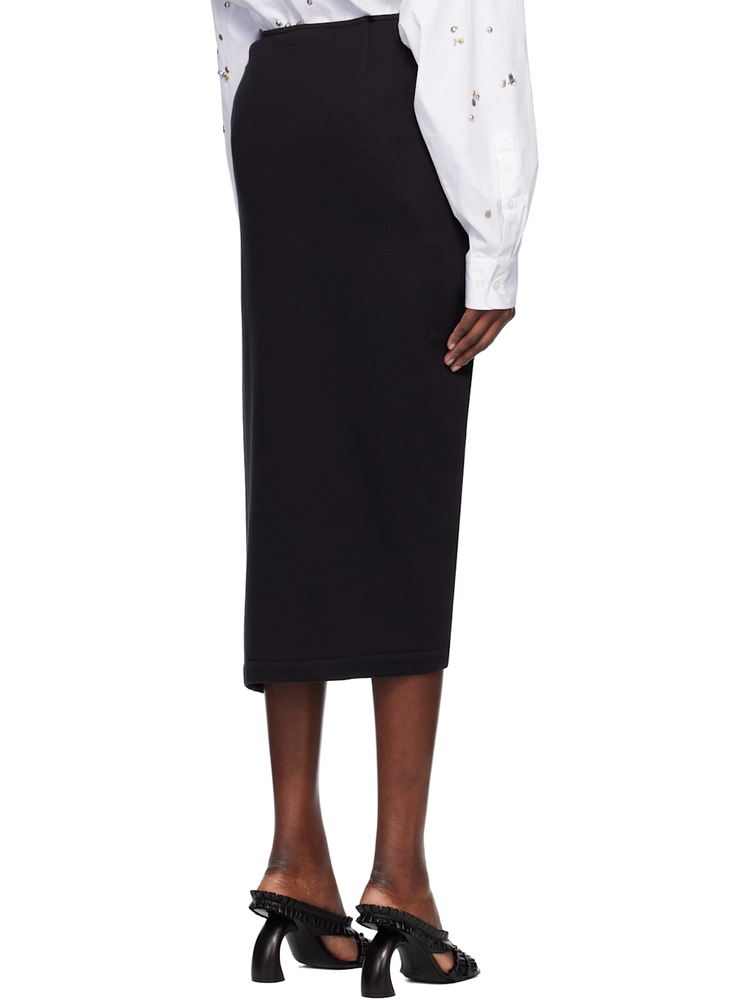 Black French Terry Midi Skirt - 3
