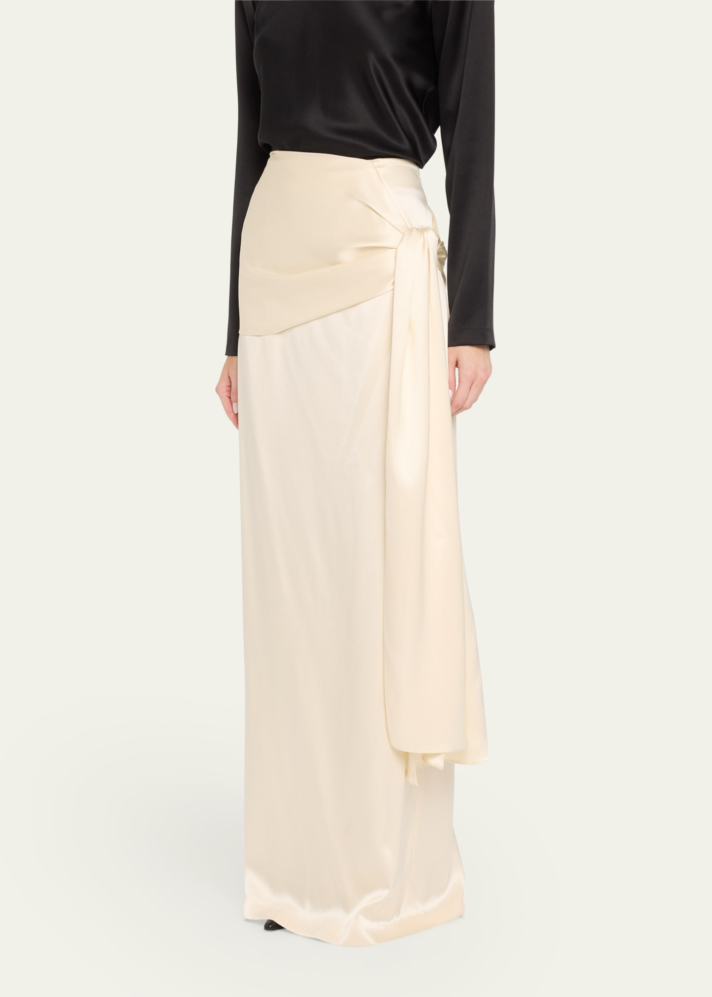 Mila Draped Silk Maxi Skirt - 4