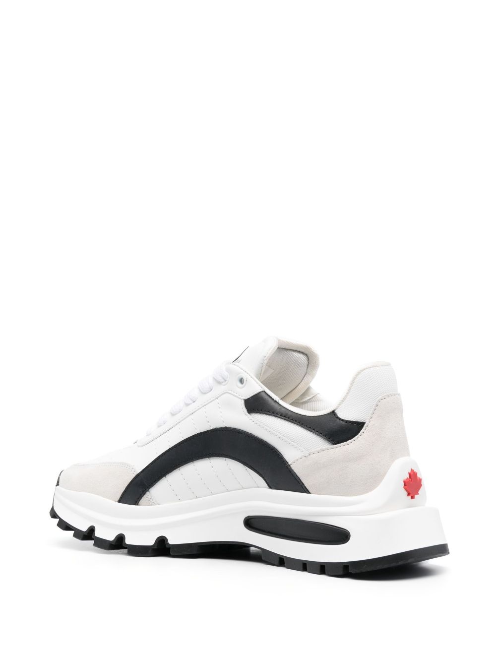 panelled leather sneakers - 3