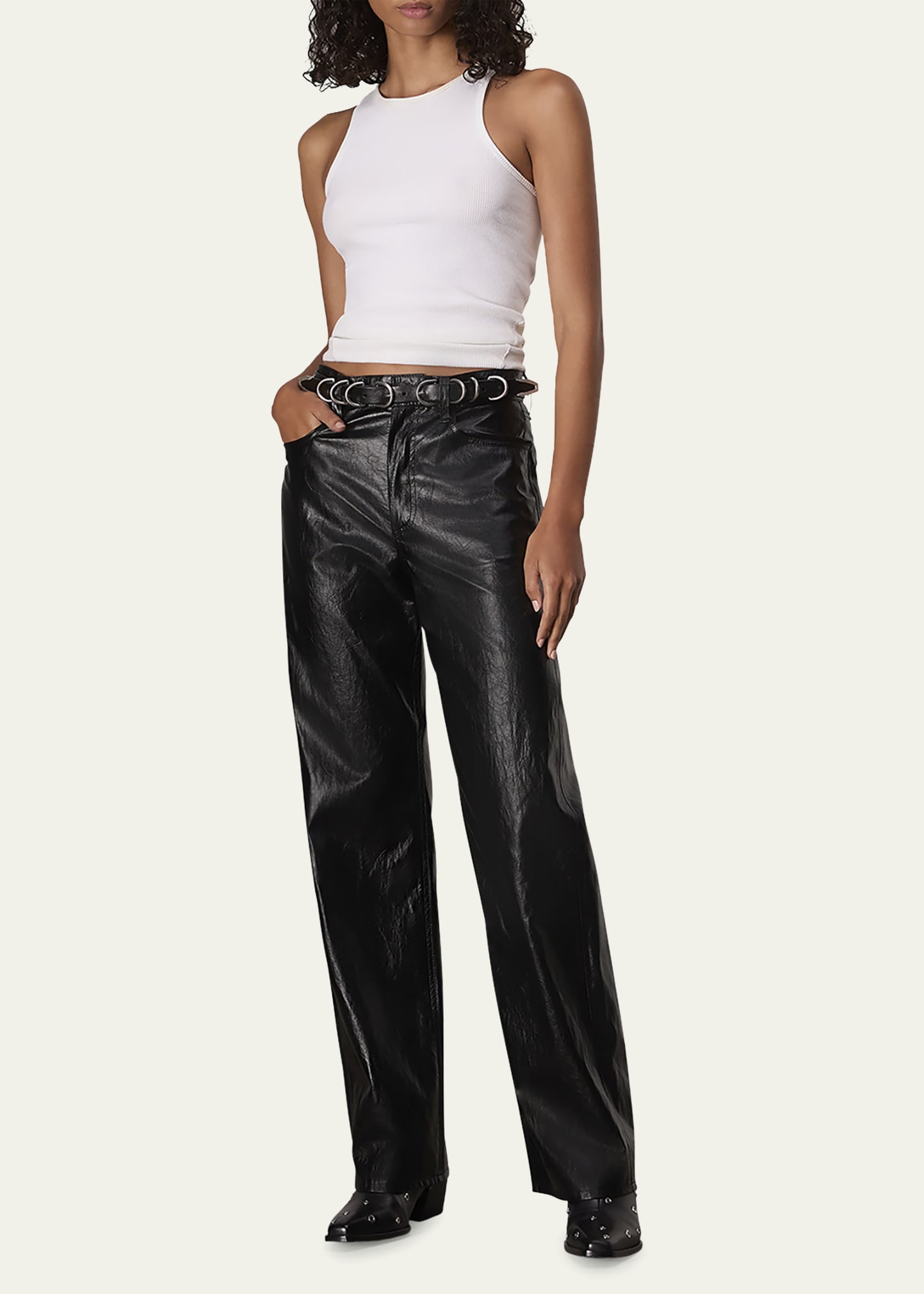 Shea Straight Faux Leather Pants - 2
