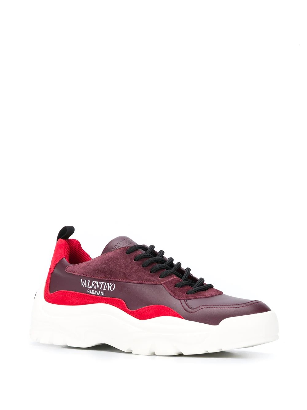 panelled leather sneakers - 2