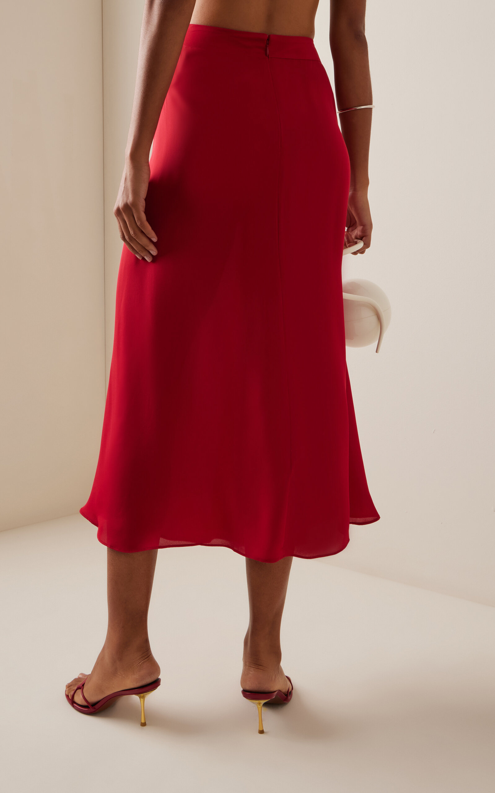Shera Twisted Silk Midi Skirt burgundy - 4