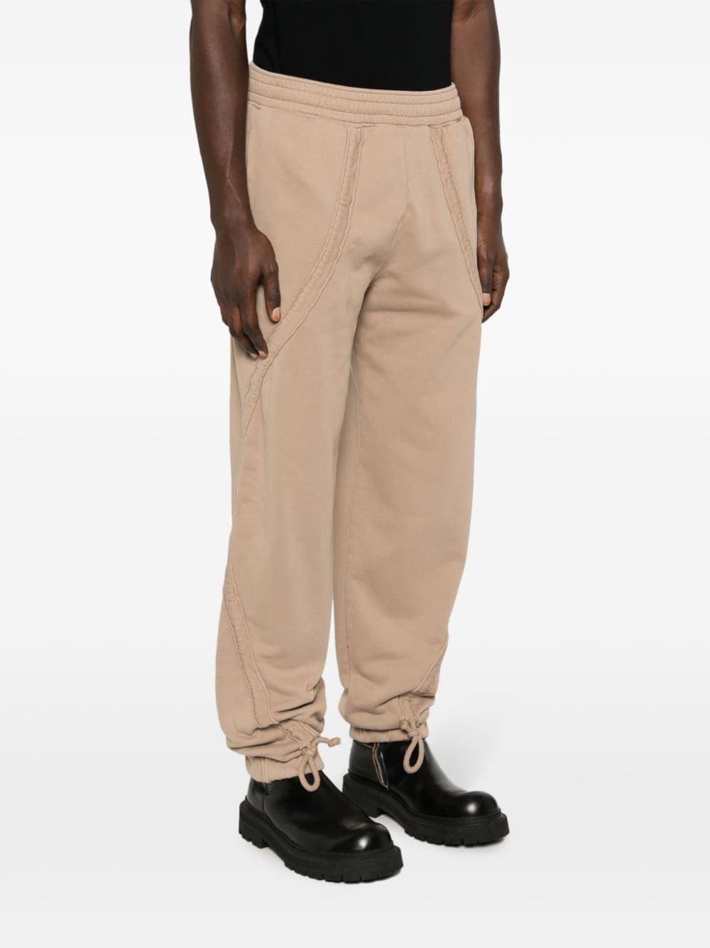 drawstring cotton straight-leg trousers - 3