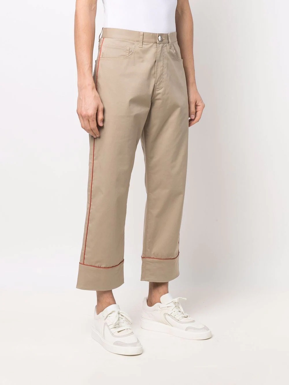 cropped piped-trim trousers - 3