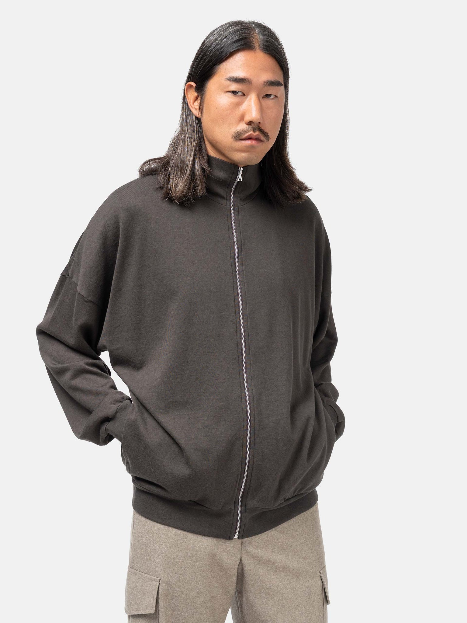 Super High Gauge Sweat Zip Blouson Dark Brown - 4