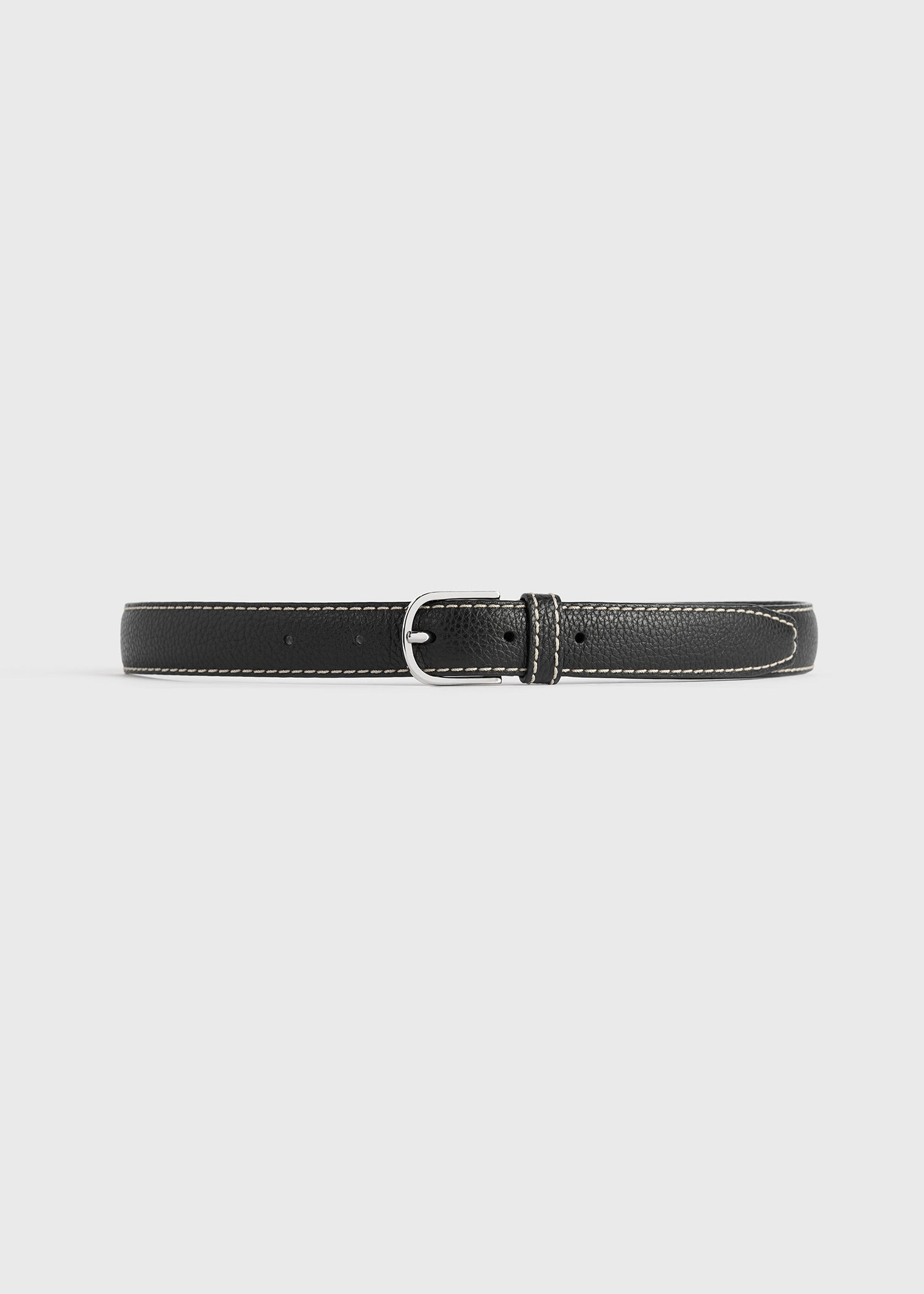 Slim trouser leather belt black grain - 7
