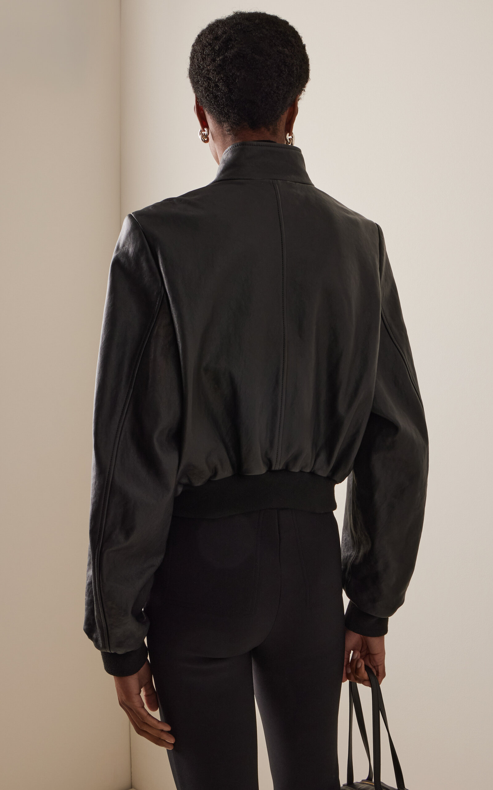 Harrington Leather Bomber Jacket black - 4