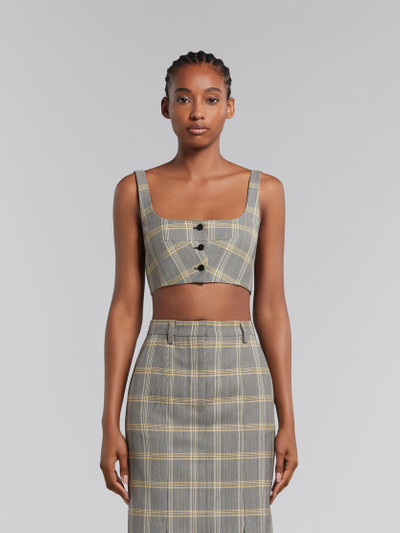 Marni YELLOW CHECKED TECH WOOL CROP TOP outlook