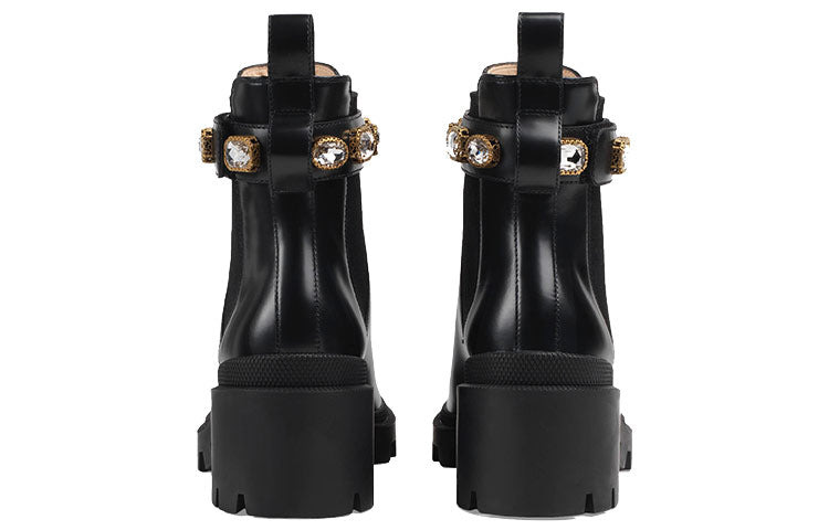 (WMNS) Gucci Ankle Boot With Belt 'Black Leather' 550036-DKS00-1000 - 6