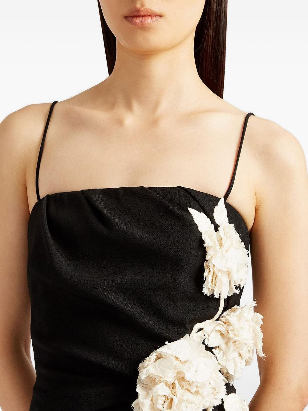 floral-embellished draped maxi dress - 4