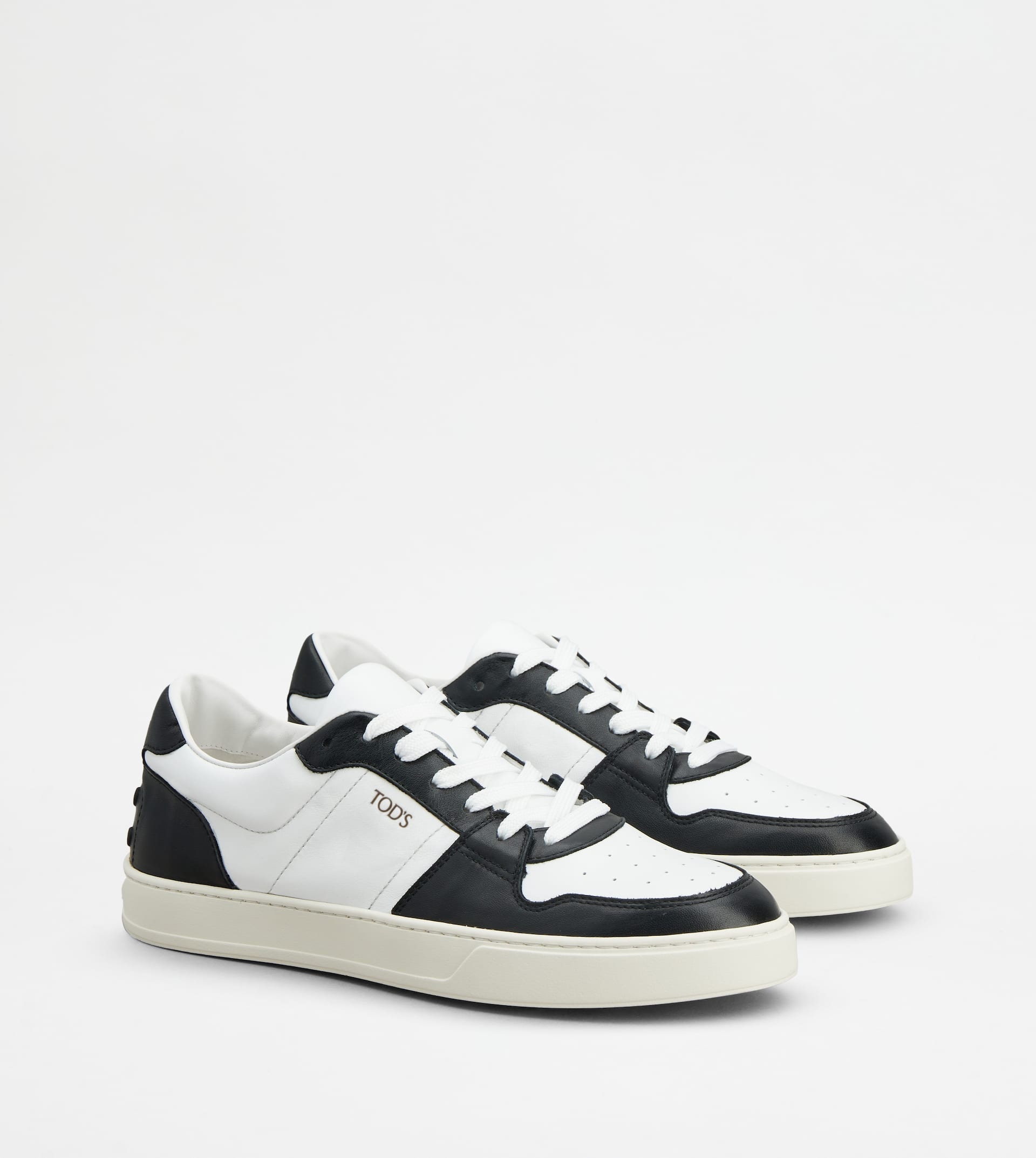 SNEAKERS IN LEATHER - WHITE, BLACK - 3
