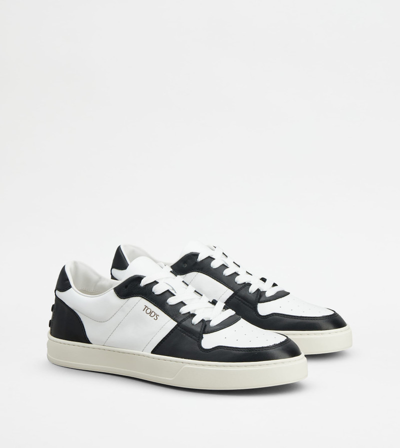 SNEAKERS IN LEATHER - WHITE, BLACK 3