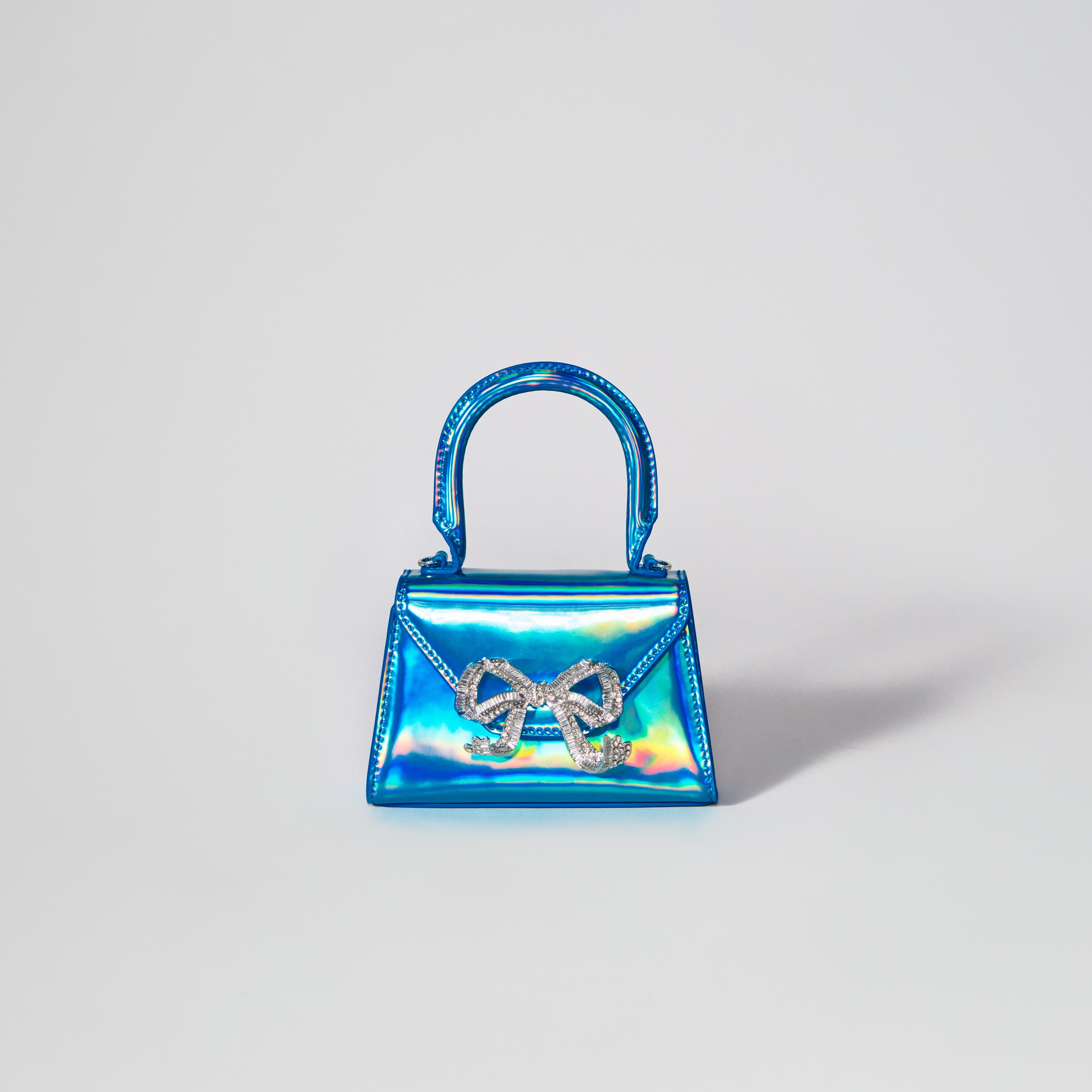 Blue Metallic Bow Envelope Micro Bag - 1