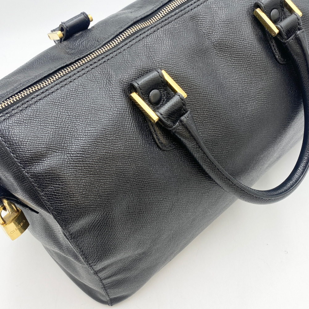 Chanel No. 5 Black Leather Duffel Bag - 10