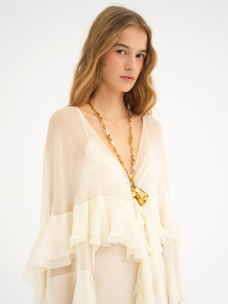 LONG RUFFLED DRESS IN SILK MOUSSELINE 8