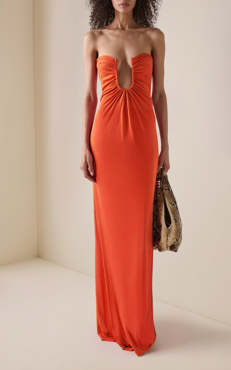 CHRISTOPHER ESBER Arced Palm Strapless Dress orange outlook