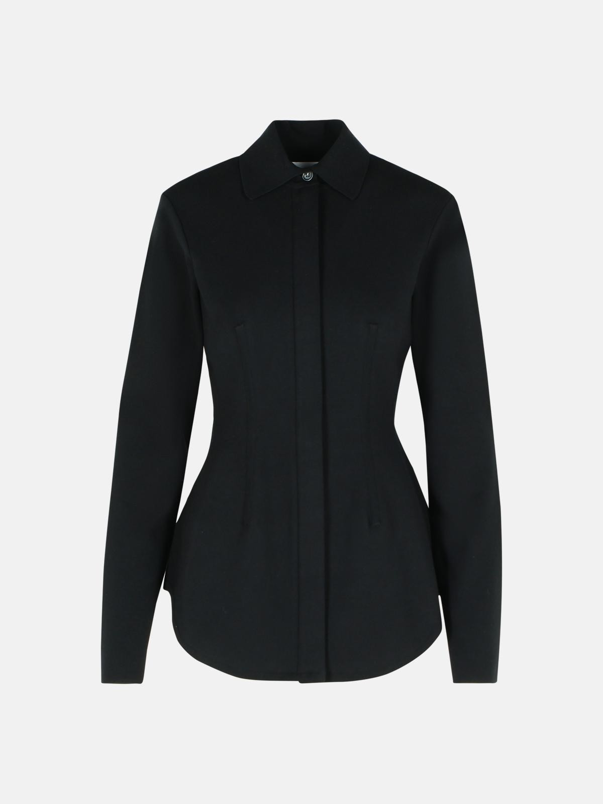 'BAFFO' BLACK VISCOSE KNIT SHIRT - 1