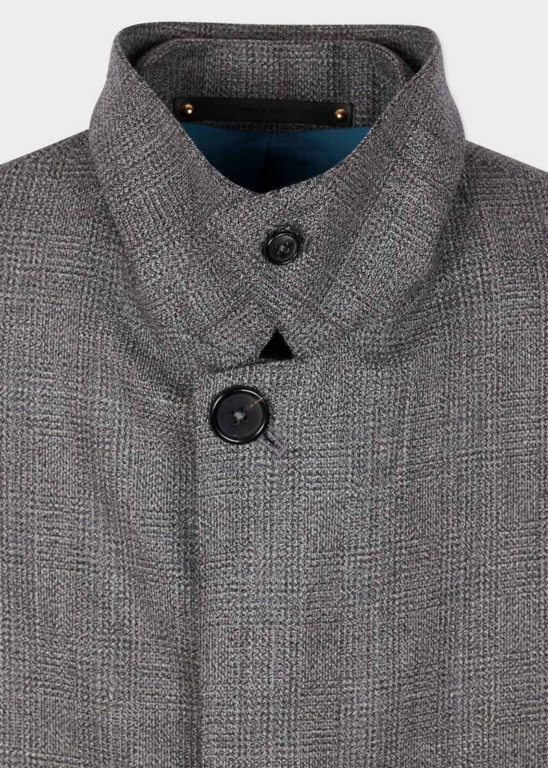 Paul Smith Grey Wool Woven Check Mac outlook