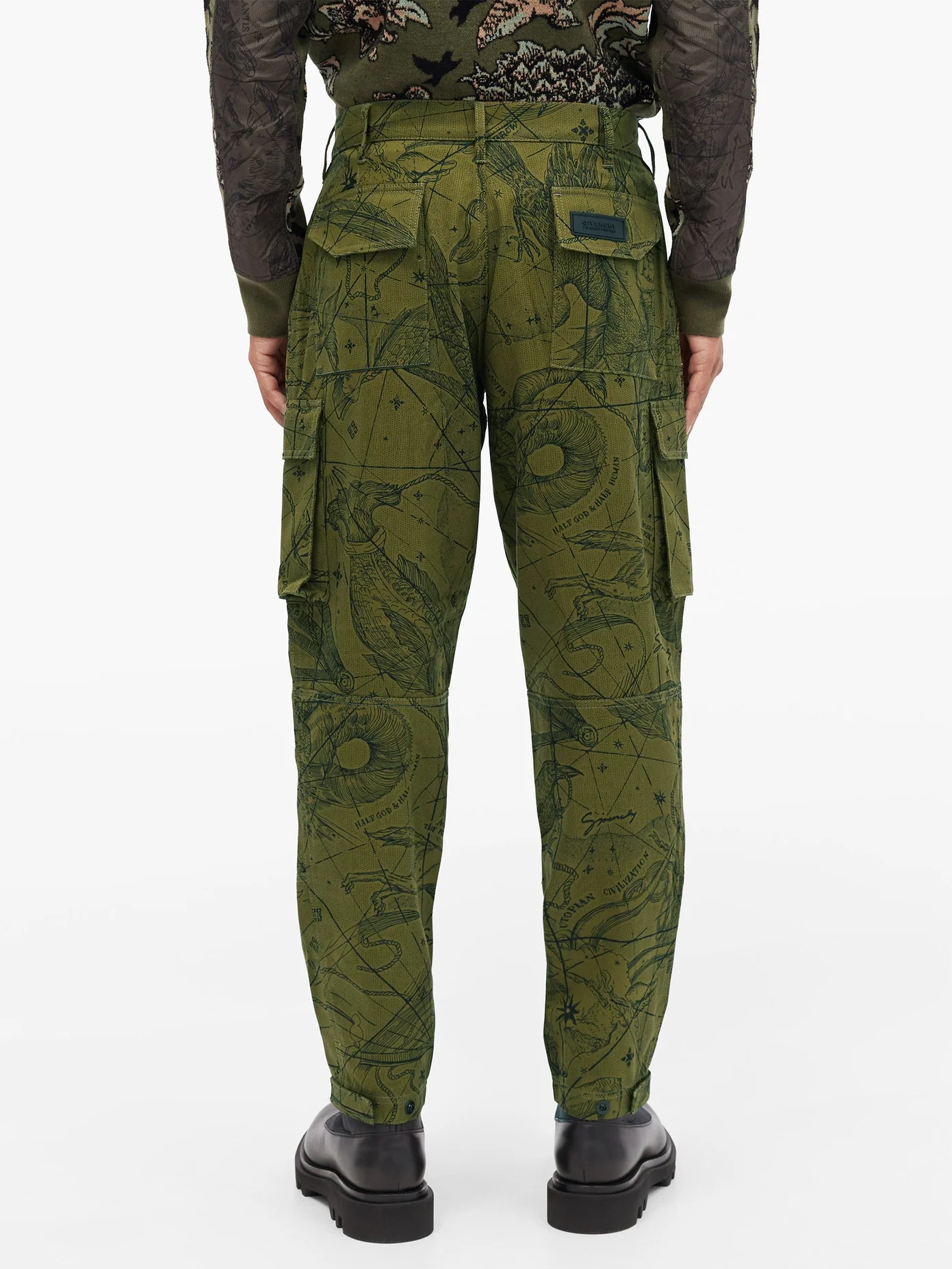 Map-print cotton-twill cargo trousers - 5