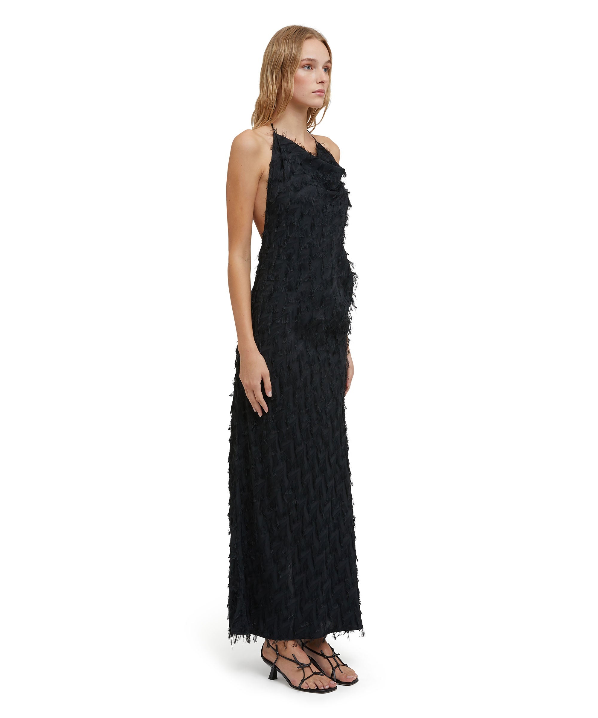 Viscose fil coupè fluid fabric long slip dress - 4