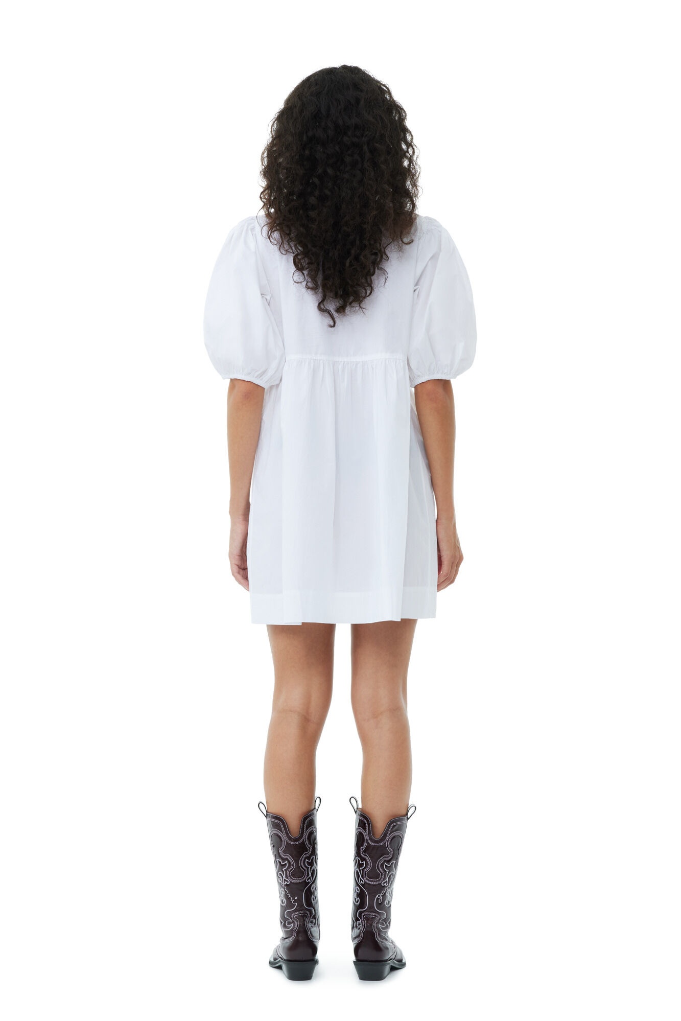 WHITE COTTON POPLIN TIE STRING MINI DRESS - 5