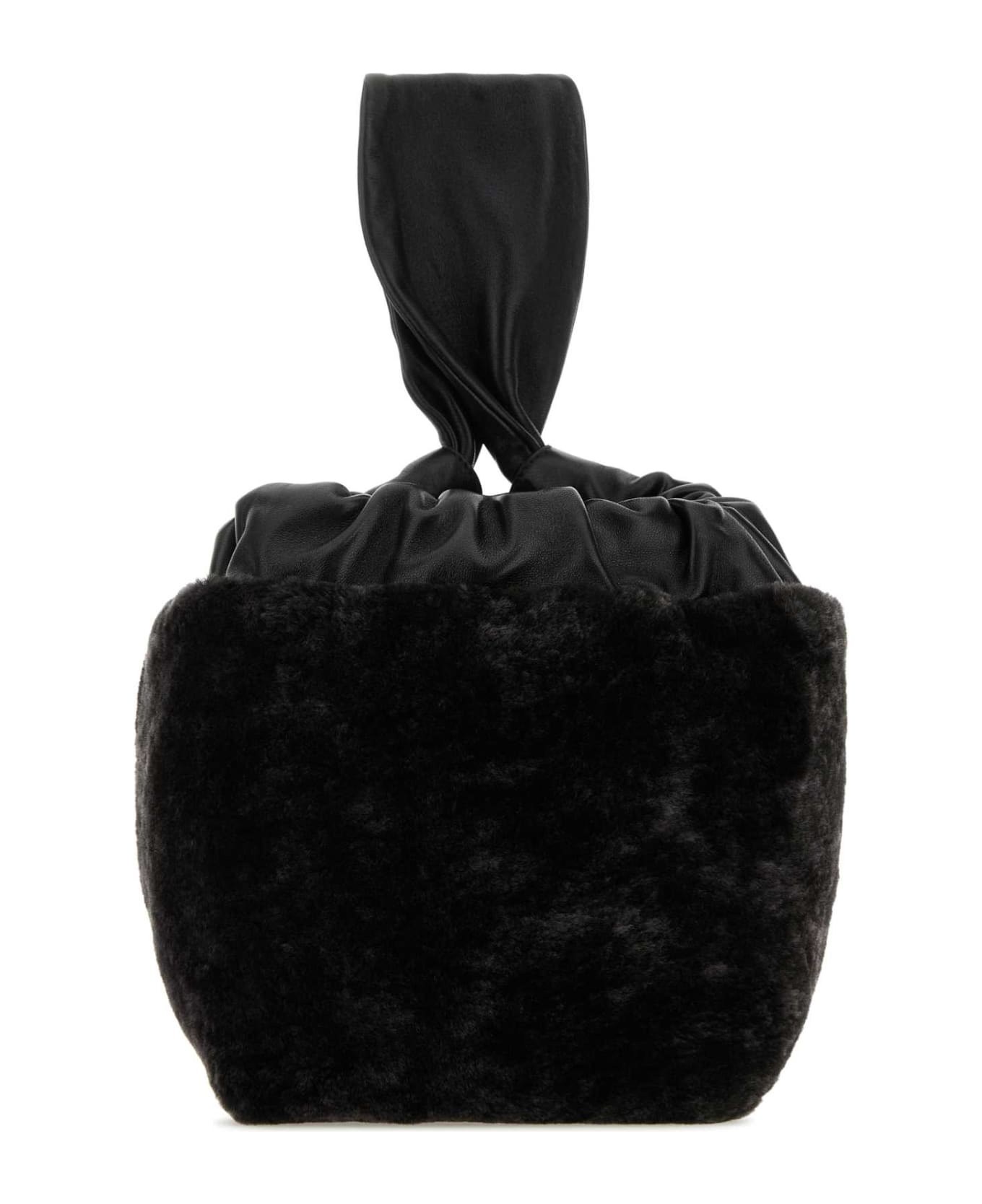 Black Shearling Clutch - 1