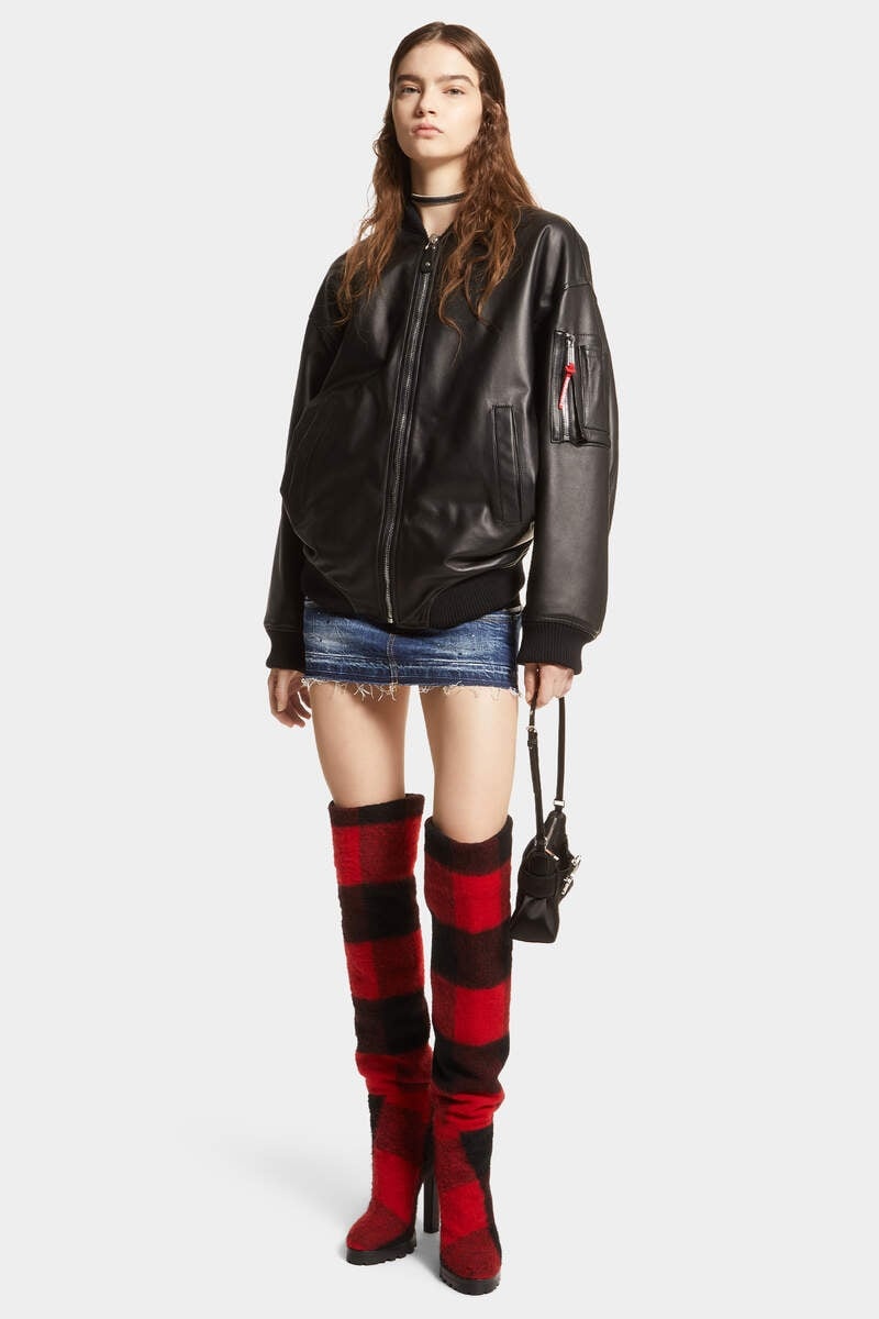 LEATHER OVERSIZE BOMBER JACKET - 6