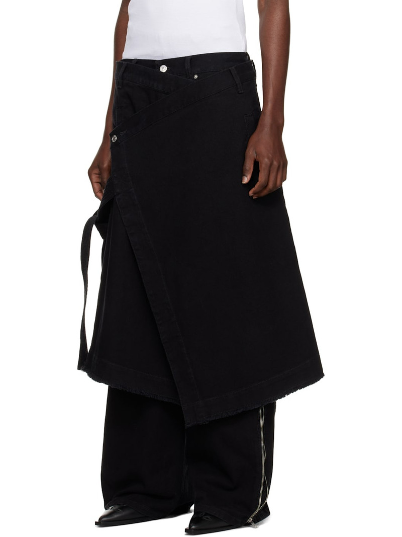 LU'U DAN Black Apron Denim Skirt outlook
