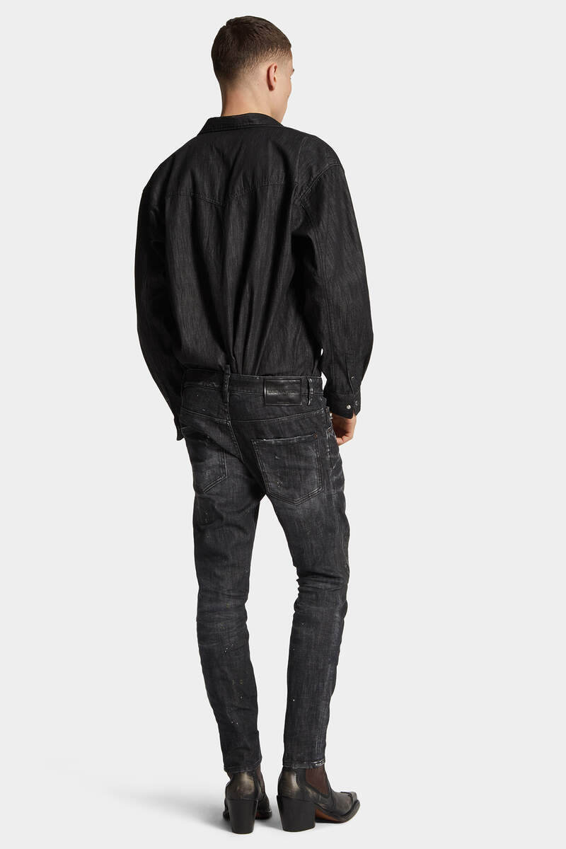 BLACK NIRVANA WASH SKATER JEANS - 4