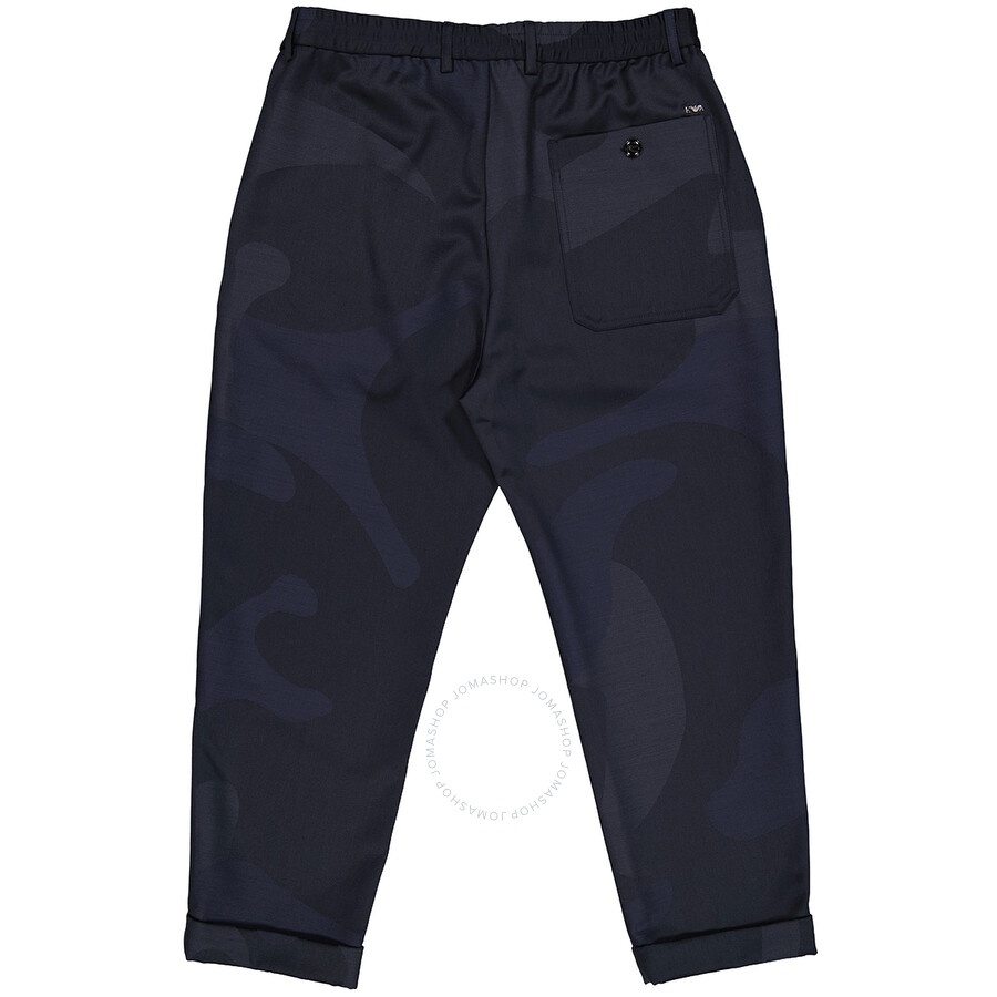 Emporio Armani Men's Blue Camouflage Pants In Wool Blend - 1