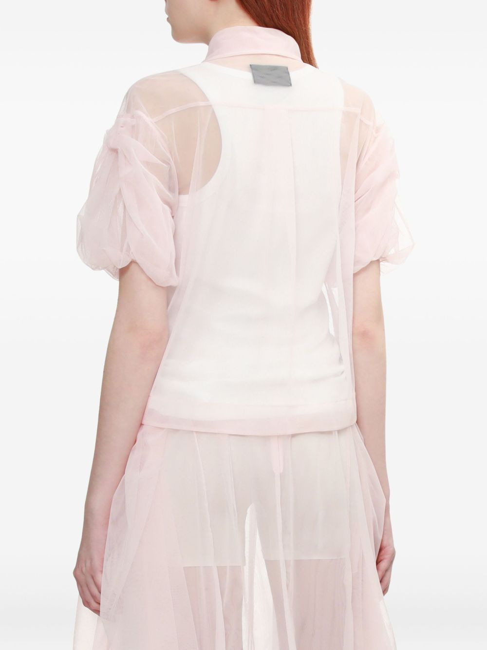 puffed-sleeve collared shirt - 4