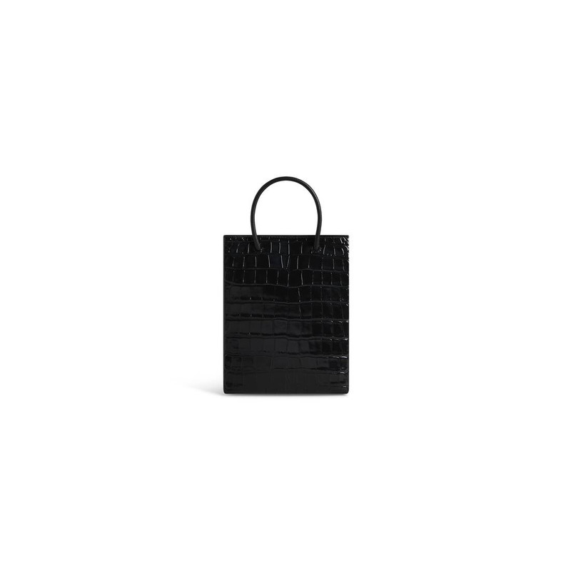 Women's Large Shopping Bag Crocodile Embossed  in Black 4