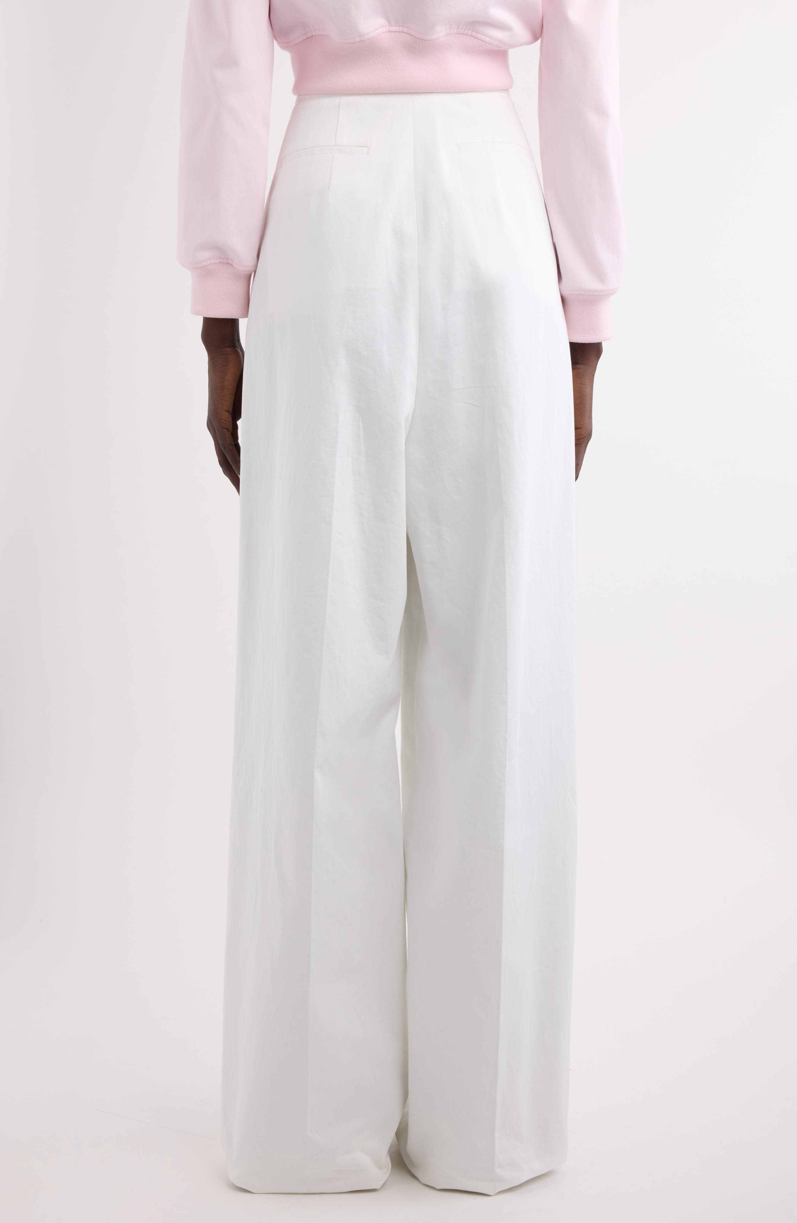 Givenchy Pleated Cotton Wide Leg Pants in White at Nordstrom - 3