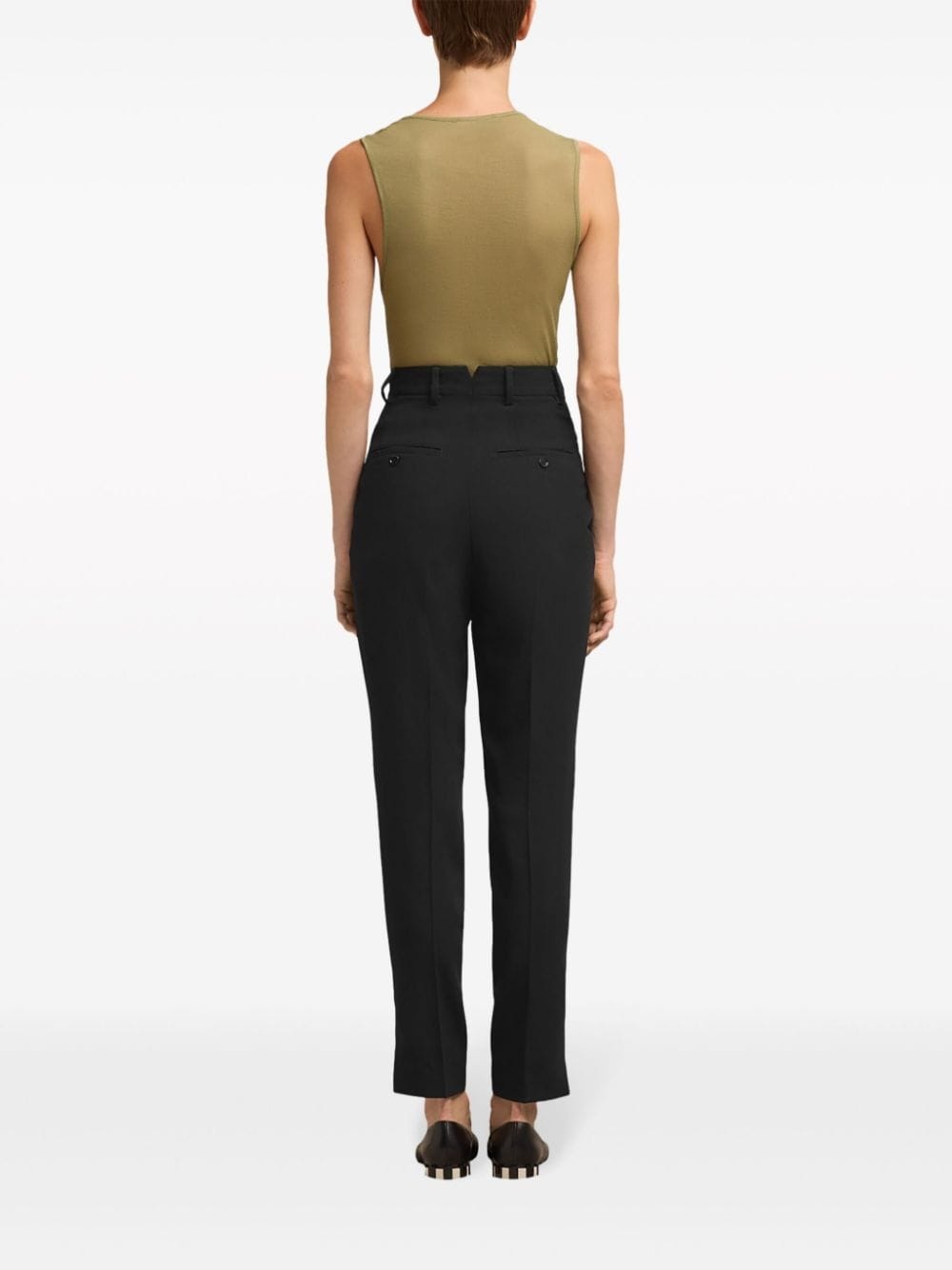 high-waist tapered-leg trousers - 4