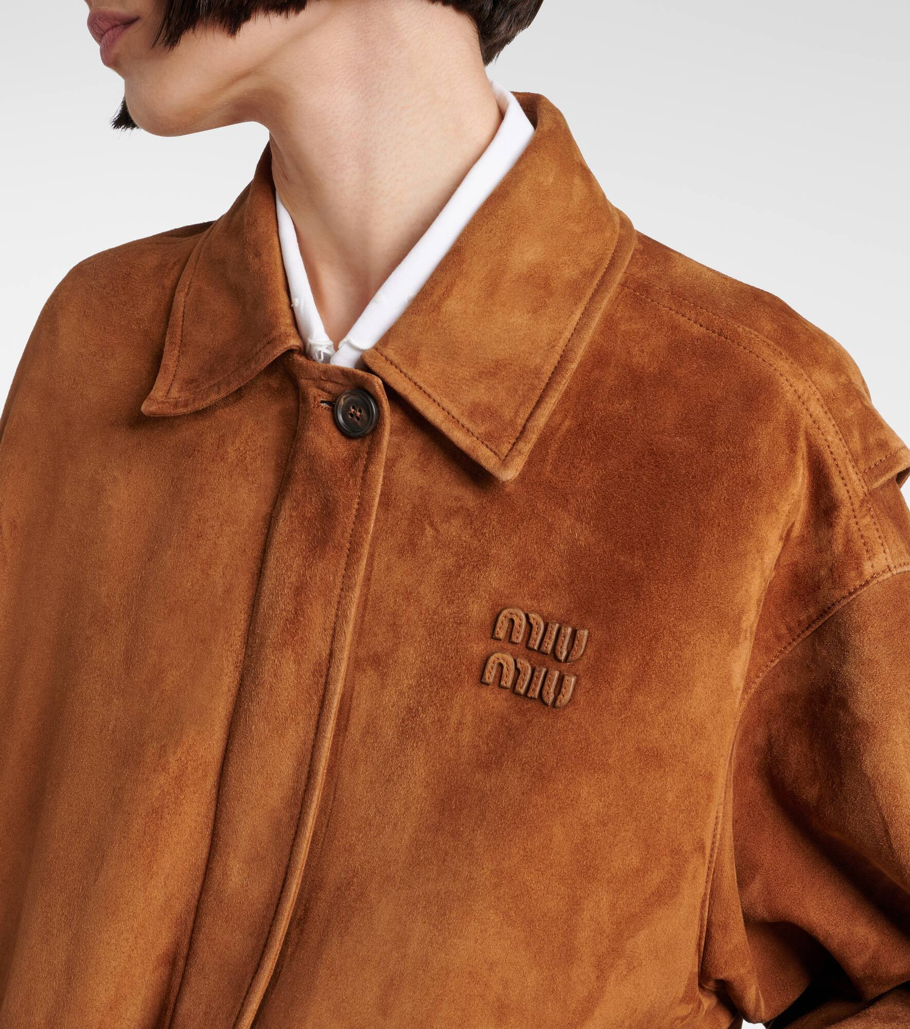 Logo suede blouson - 4
