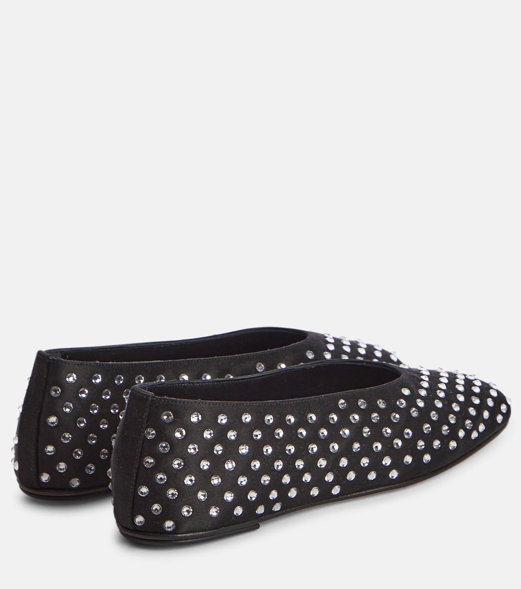Embellished satin ballet flats - 3