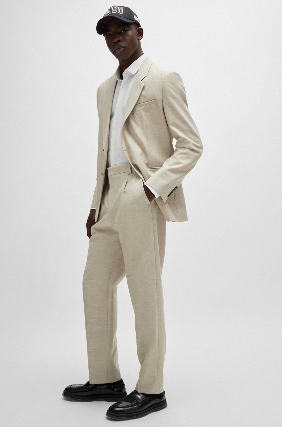 REGULAR-FIT SUIT IN PATTERNED LINEN-LOOK CLOTH - 6