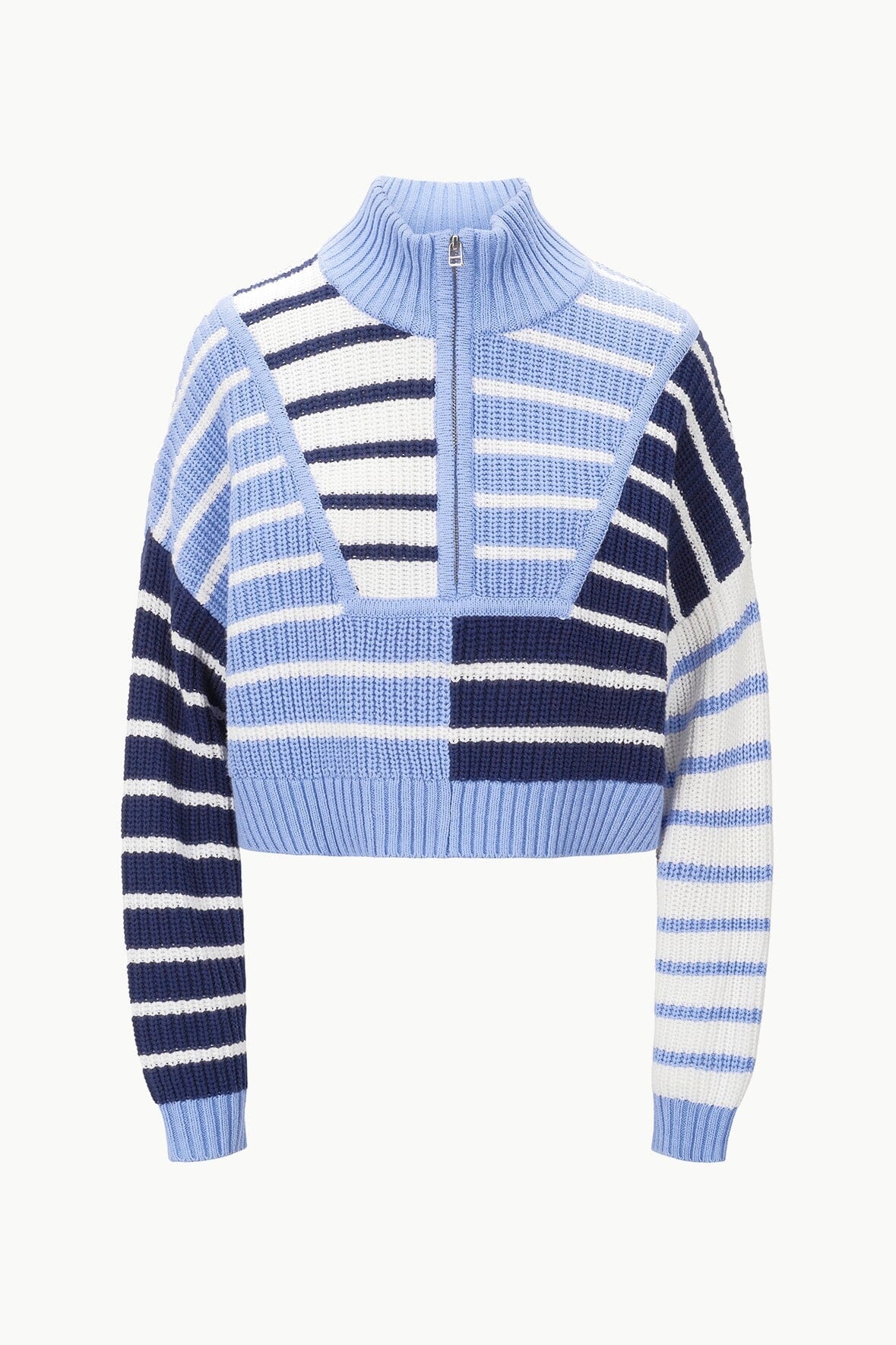 STAUD CROPPED HAMPTON SWEATER ADRIATIC STRIPE - 1