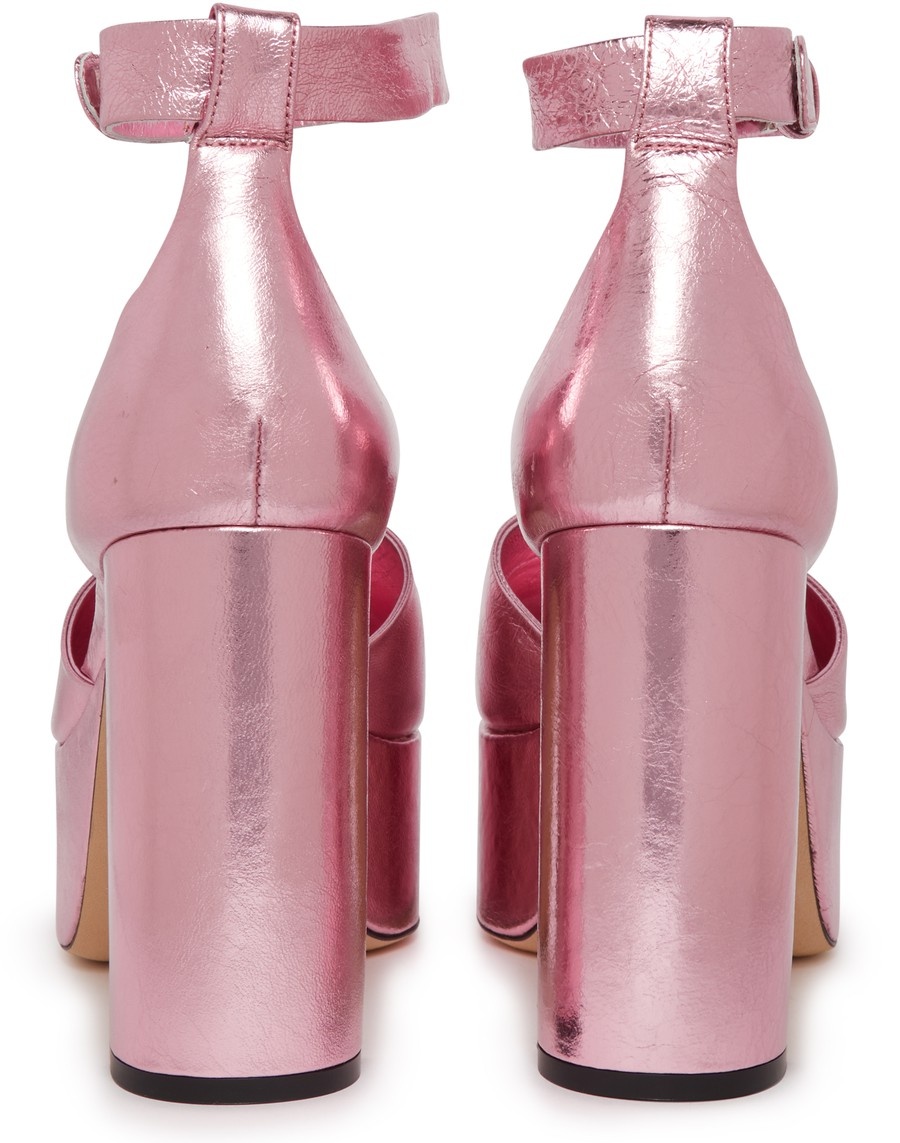 Barb pink metallic leather plateforme sandals - 4
