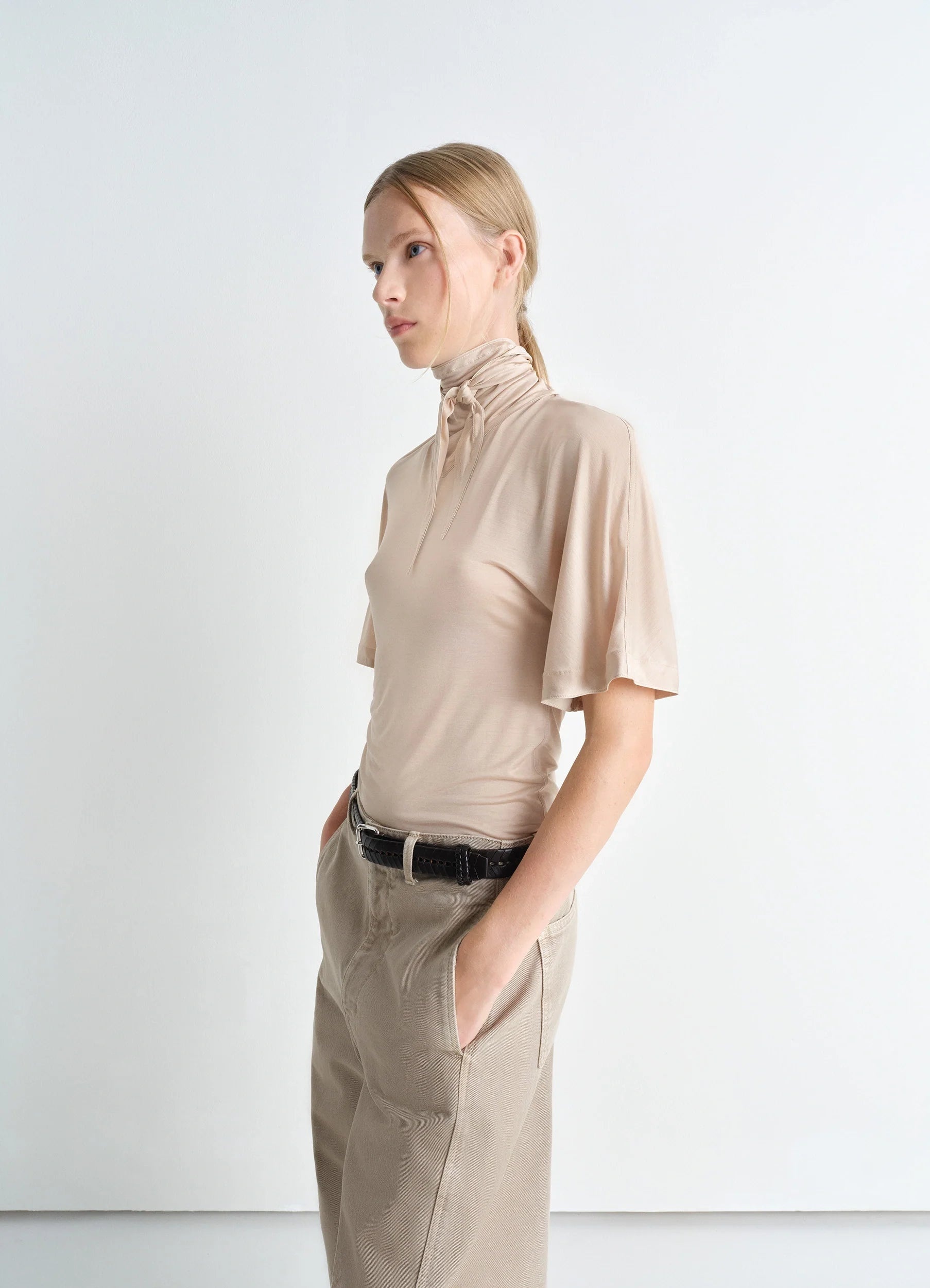 SHORT SLEEVE FOULARD TOP - 5