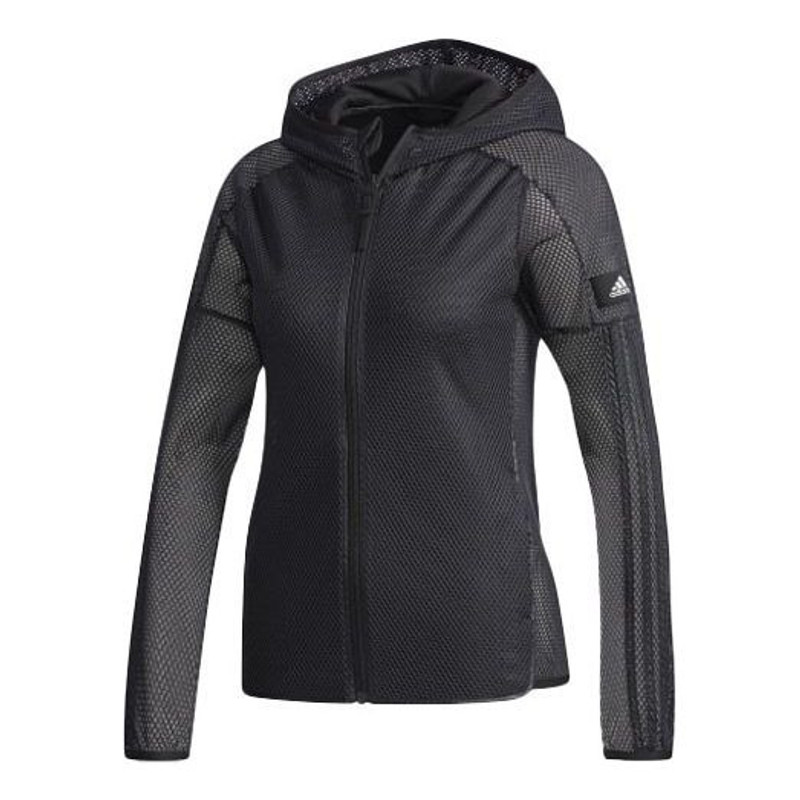 (WMNS) adidas Sports Hollow Out Mesh hooded Jacket Black CV5489 1