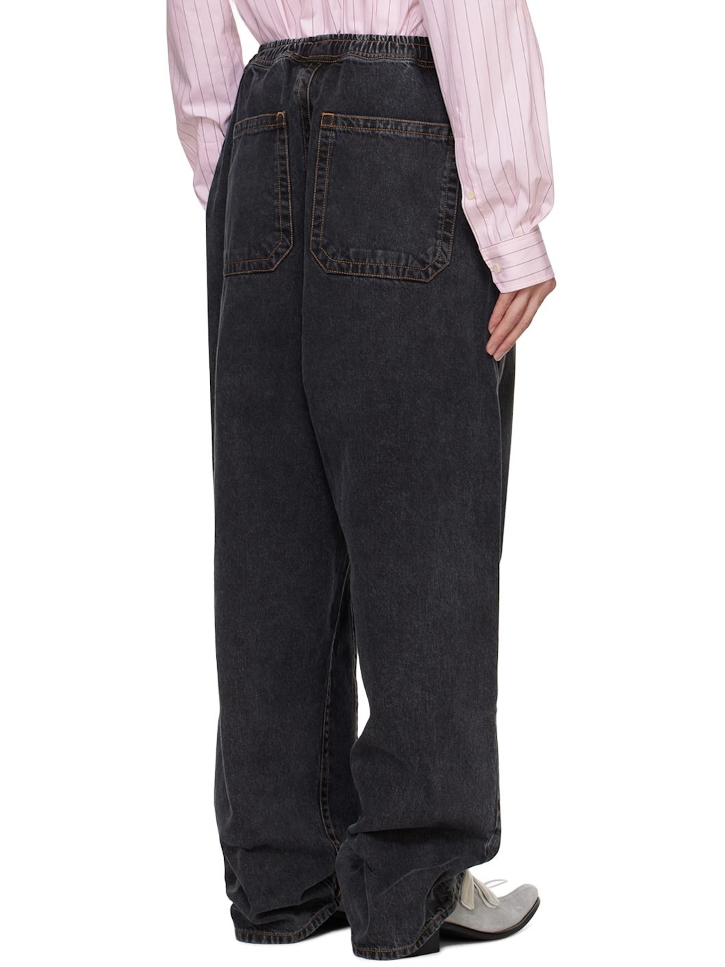 Black Pinched Logo Souffle Jeans - 3
