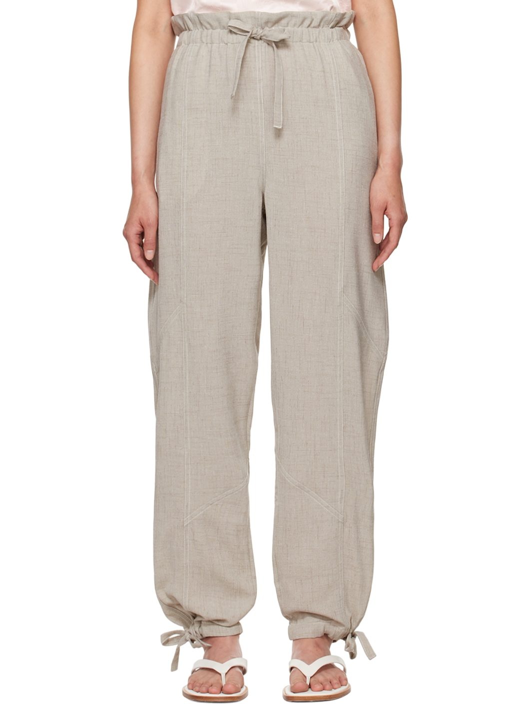 Beige Elasticated Waist Trousers - 1