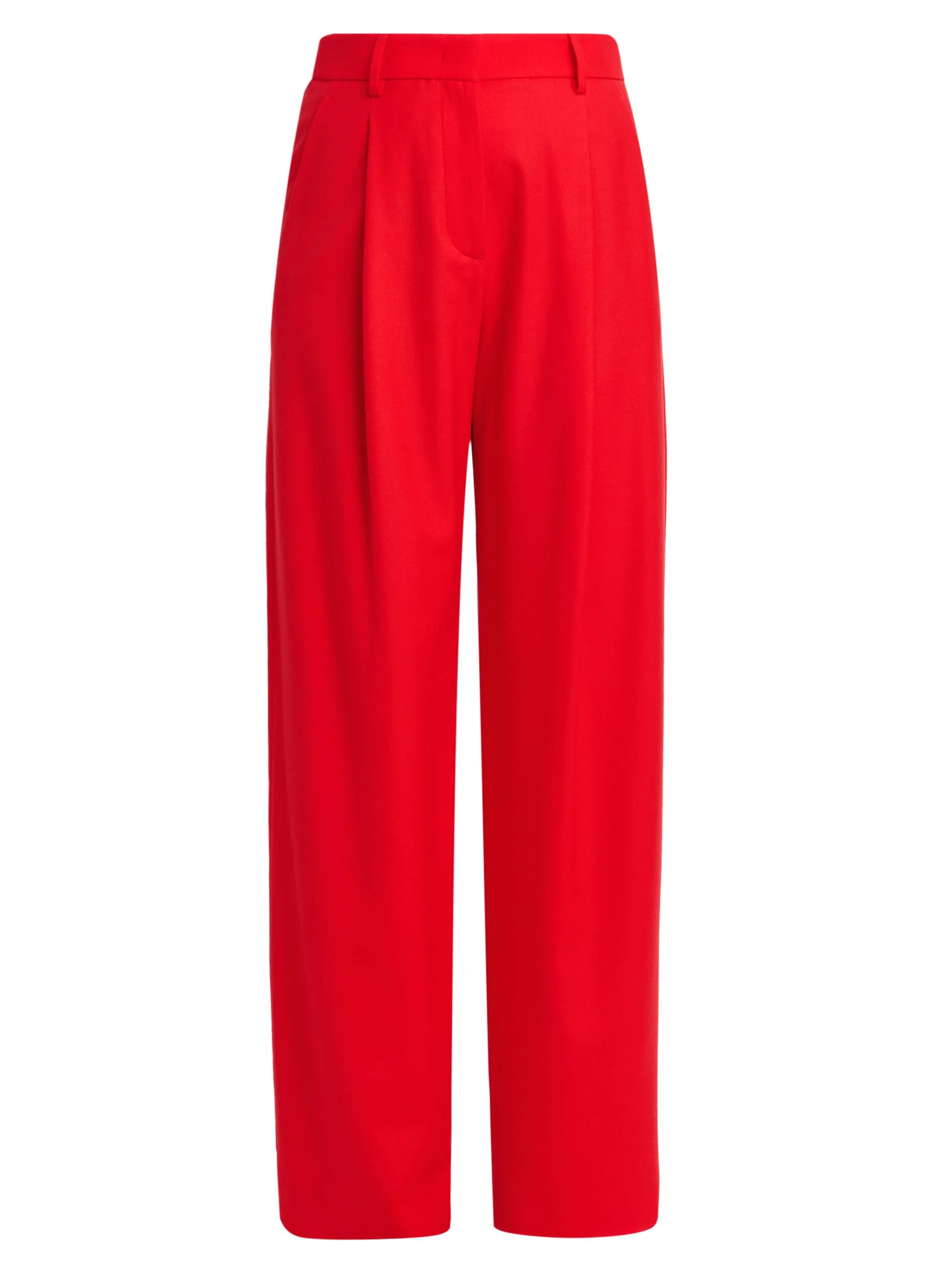 Women's Virgin Wool Wide-Leg Trousers - Geranium - 1