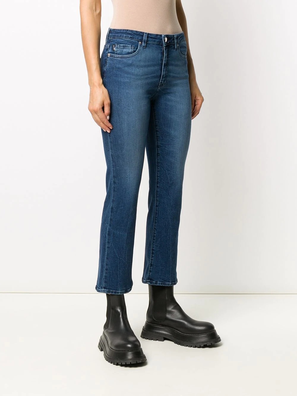 logo patch cropped jeans - 3