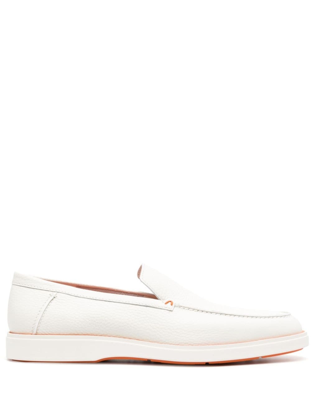 contrast-stitch leather loafers - 1
