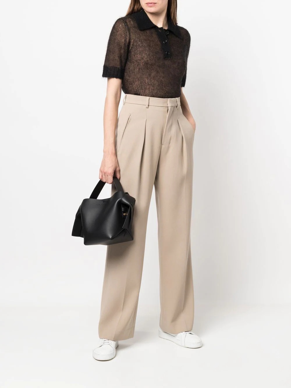 high-waisted flared wool trousers - 4