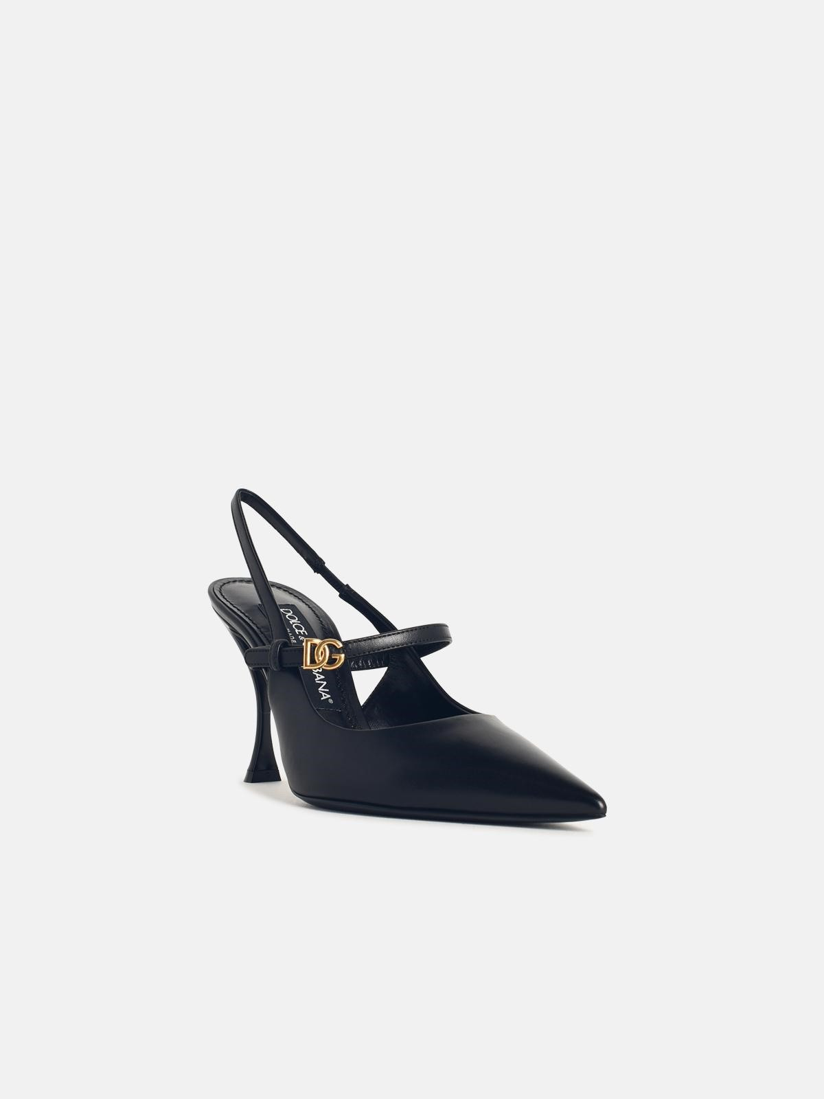BLACK LEATHER SLINGBACKS - 2