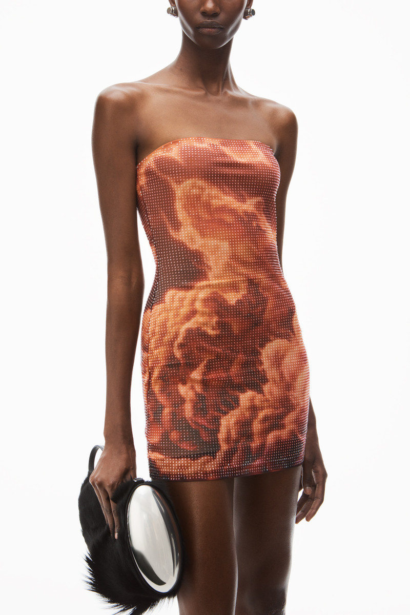 crystal hotfix cloud-print minidress in organza jersey 3